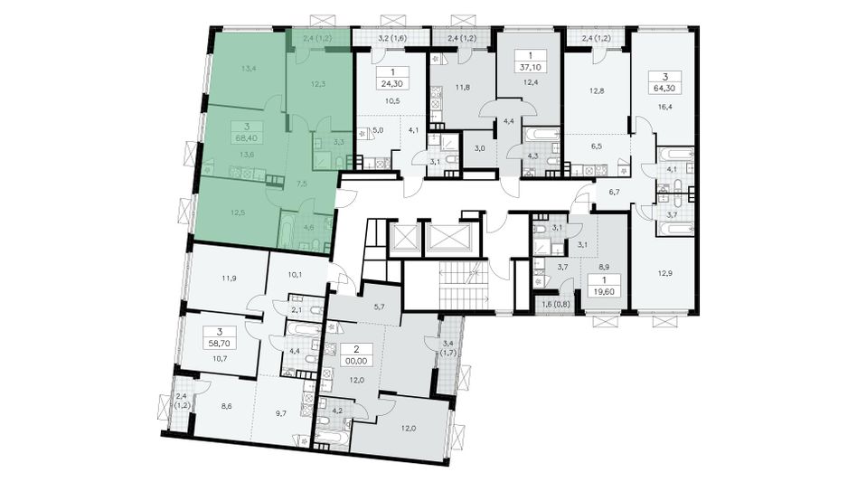 Продажа 3-комнатной квартиры 68,1 м², 9/15 этаж