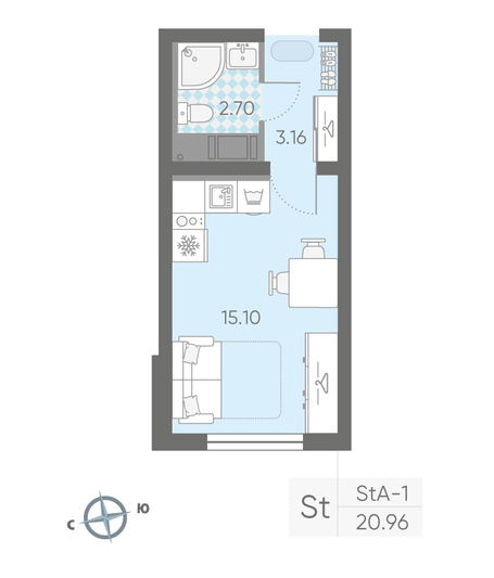 Продажа квартиры-студии 21 м², 21/25 этаж