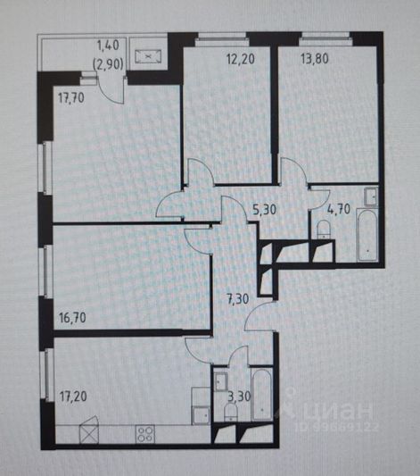 Продажа 4-комнатной квартиры 99,6 м², 28/32 этаж