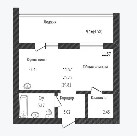 Продажа квартиры-студии 25,2 м², 10/17 этаж