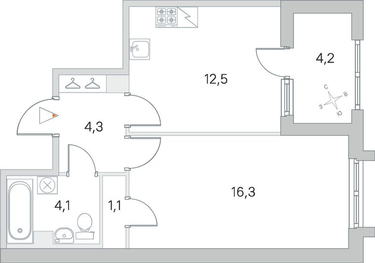 Продажа 1-комнатной квартиры 40,4 м², 1/5 этаж