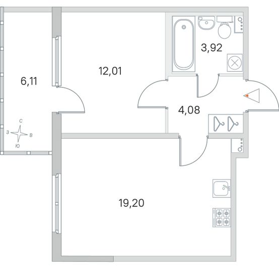Продажа 1-комнатной квартиры 41 м², 1/4 этаж