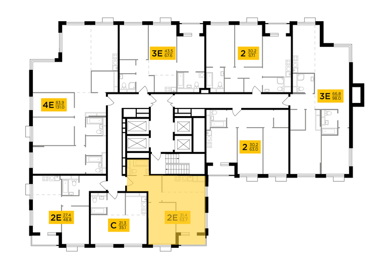 Продажа 2-комнатной квартиры 53,7 м², 27/27 этаж