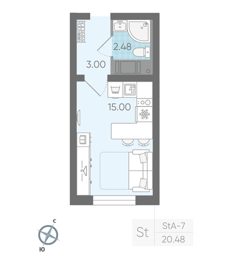 Продажа квартиры-студии 20,5 м², 10/20 этаж