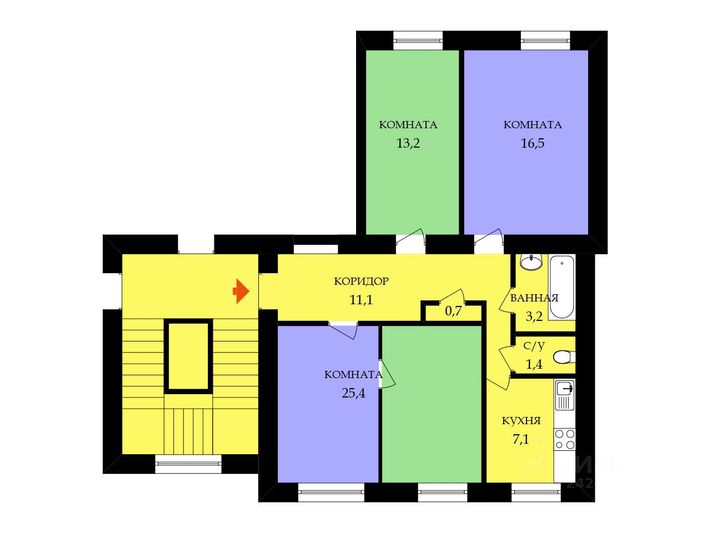 Продажа 3-комнатной квартиры 78,6 м², 2/6 этаж