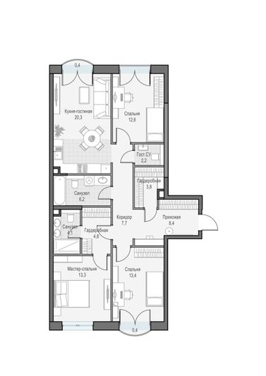 Продажа 3-комнатной квартиры 98 м², 6/28 этаж