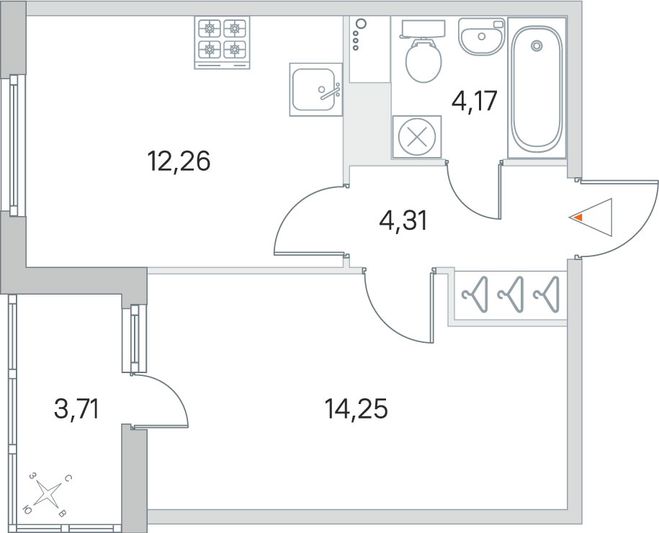 Продажа 1-комнатной квартиры 36,8 м², 5/8 этаж