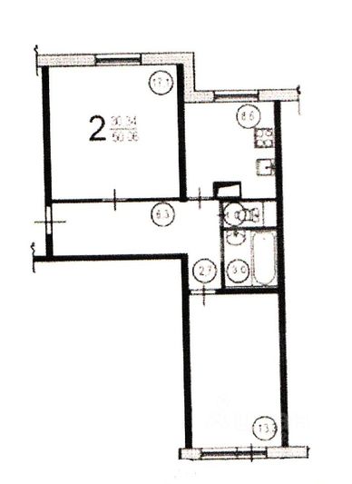 Продажа 2-комнатной квартиры 52 м², 2/14 этаж