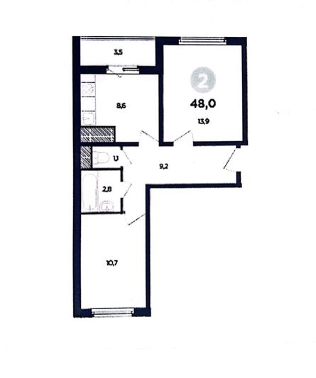 Продажа 2-комнатной квартиры 46,4 м², 5/17 этаж