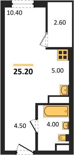 Продажа квартиры-студии 25,2 м², 10/23 этаж