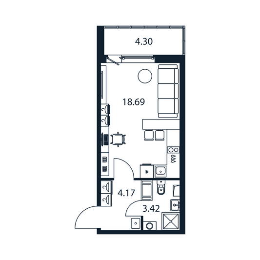 Продажа квартиры-студии 28,4 м², 12/12 этаж