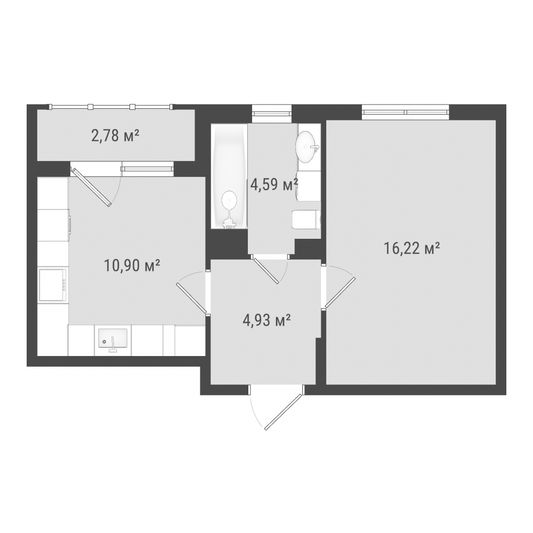 Продажа 1-комнатной квартиры 39,4 м², 2/17 этаж
