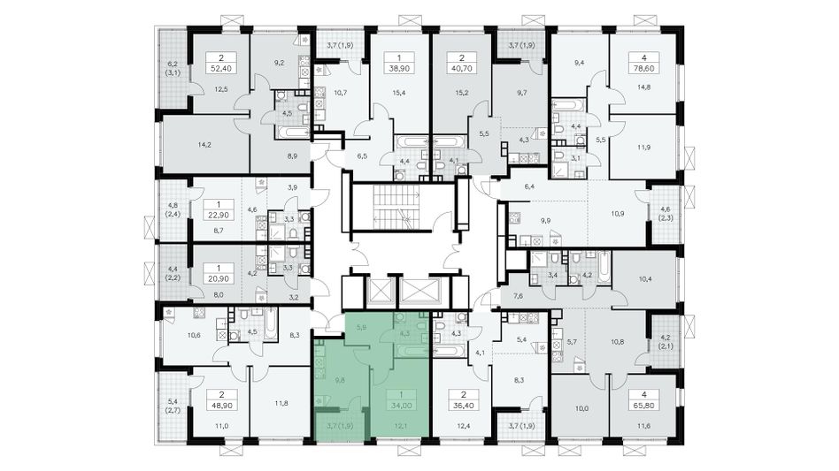 Продажа 1-комнатной квартиры 33,7 м², 8/15 этаж