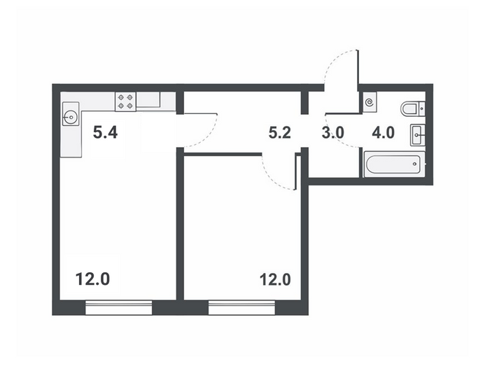 Продажа 2-комнатной квартиры 41,6 м², 5/14 этаж