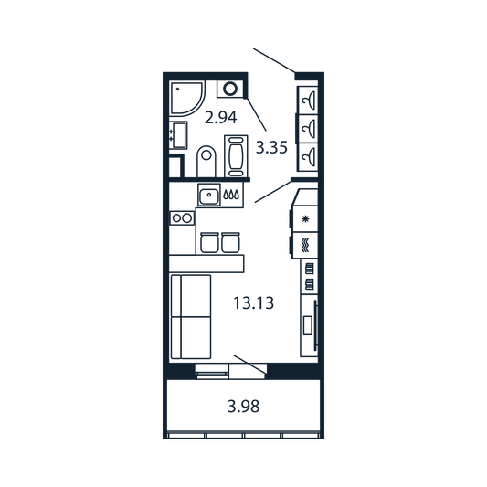 Продажа квартиры-студии 19,2 м², 8/13 этаж