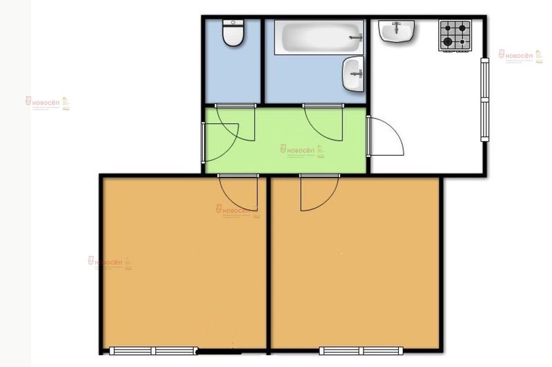 Продажа 2-комнатной квартиры 43 м², 1/4 этаж