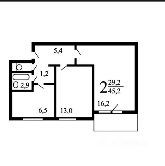 Продажа 2-комнатной квартиры 46 м², 6/12 этаж