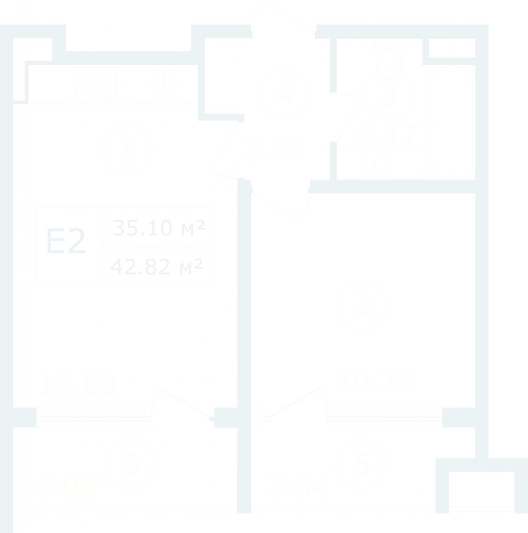 Продажа 1-комнатной квартиры 42,8 м², 5/12 этаж