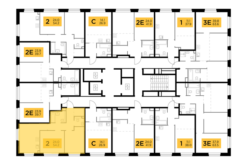 Продажа 2-комнатной квартиры 54,2 м², 7/23 этаж