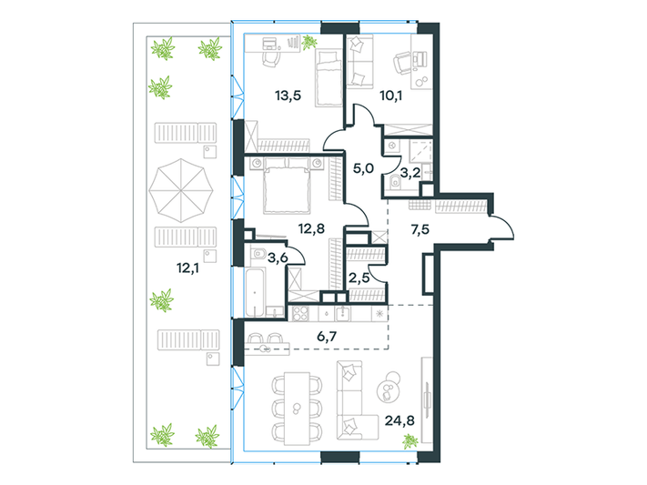 Продажа 4-комнатной квартиры 102,1 м², 21/32 этаж