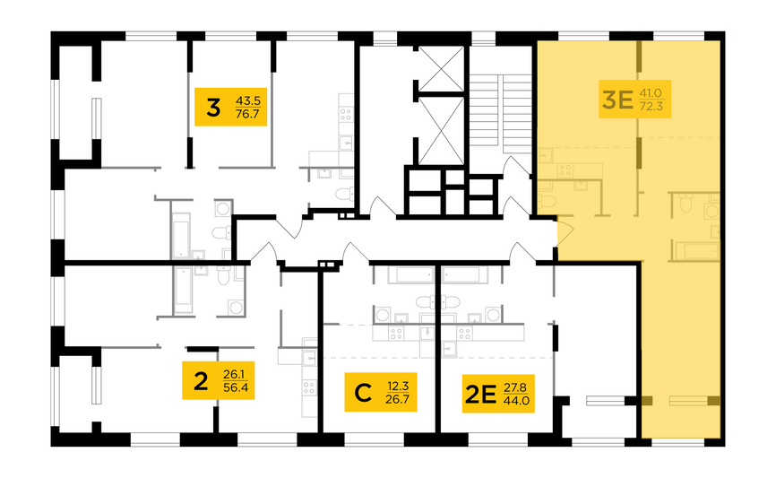 Продажа 3-комнатной квартиры 72,4 м², 2/15 этаж