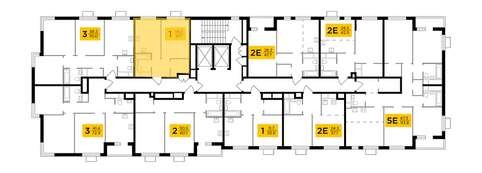 Продажа 1-комнатной квартиры 37,1 м², 24/24 этаж