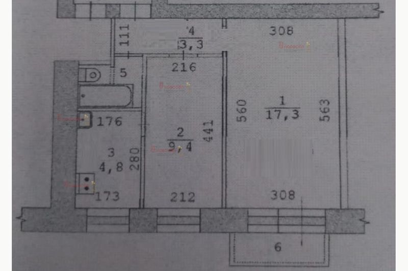 Продажа 2-комнатной квартиры 37,2 м², 3/3 этаж