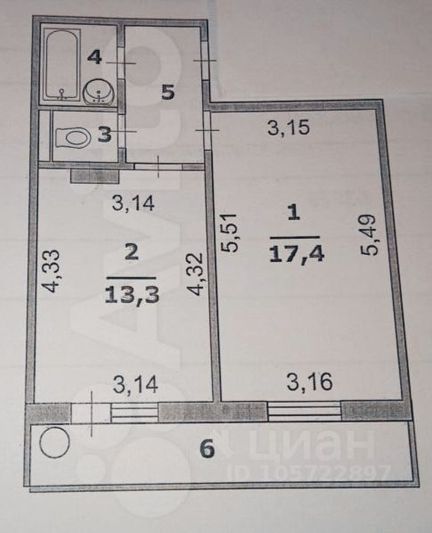 Продажа 1-комнатной квартиры 39 м², 9/12 этаж