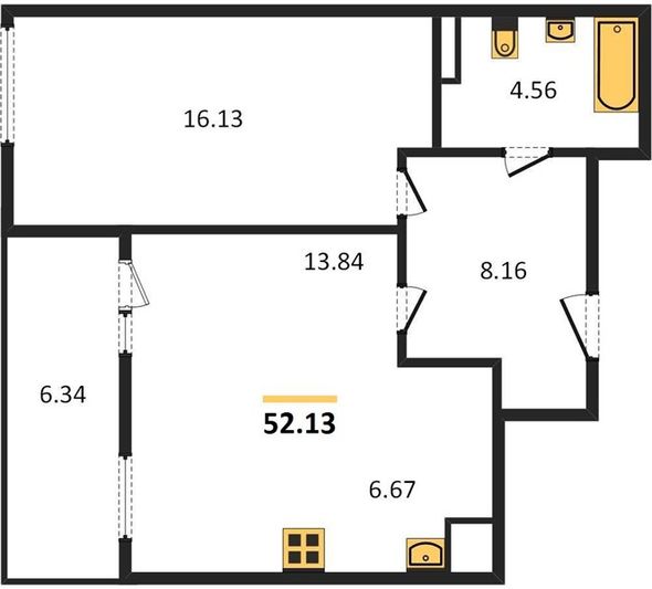 Продажа 1-комнатной квартиры 52,1 м², 16/25 этаж