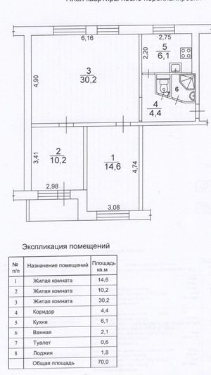 Продажа 3-комнатной квартиры 68,2 м², 1/9 этаж