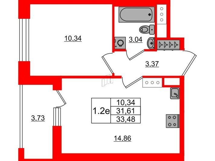 Продажа 1-комнатной квартиры 31,6 м², 8/23 этаж