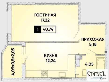 Продажа 1-комнатной квартиры 40 м², 10/20 этаж