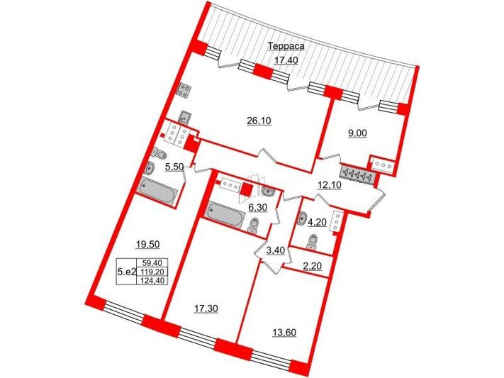 Продажа 4-комнатной квартиры 119,2 м², 8/8 этаж