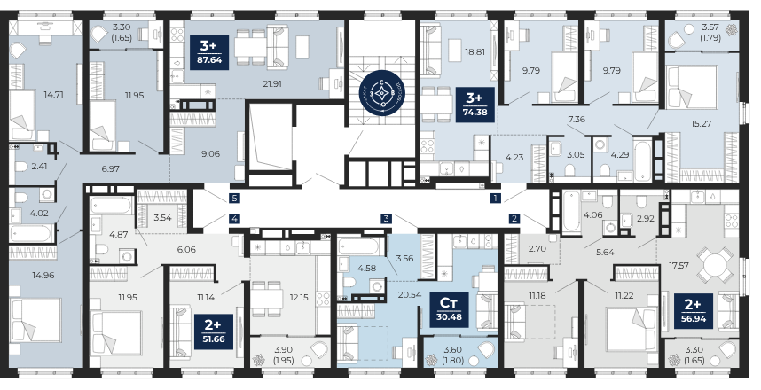 Продажа 3-комнатной квартиры 87,6 м², 2/22 этаж