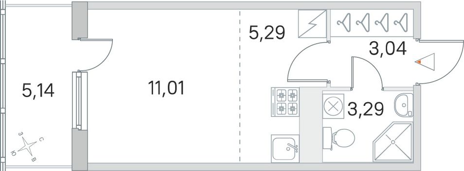 Продажа квартиры-студии 24,2 м², 5/5 этаж