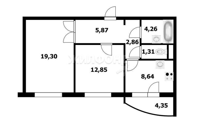 Продажа 2-комнатной квартиры 56 м², 6/16 этаж