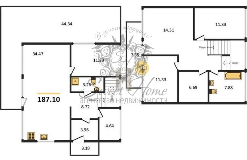 Продажа 3-комнатной квартиры 187,1 м², 1/2 этаж