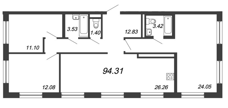 Продажа 4-комнатной квартиры 94,3 м², 1/4 этаж