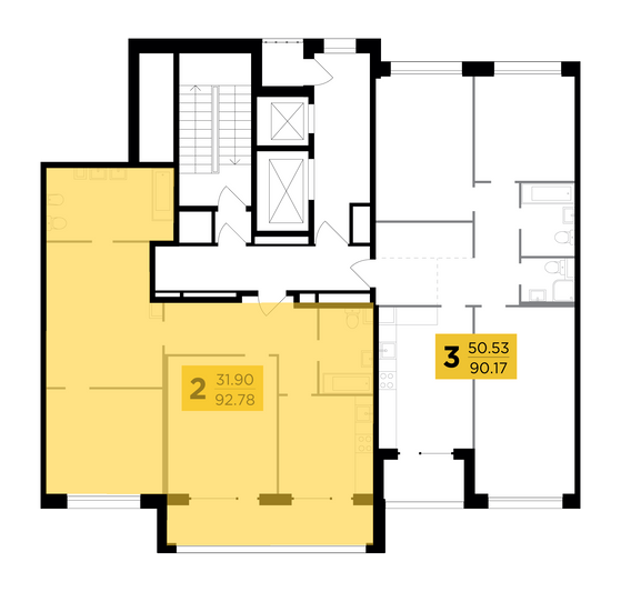 Продажа 2-комнатной квартиры 92,8 м², 2/17 этаж
