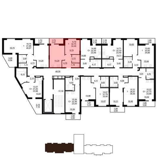 Продажа 1-комнатной квартиры 34,5 м², 10/11 этаж