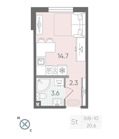 Продажа квартиры-студии 20,6 м², 1/22 этаж