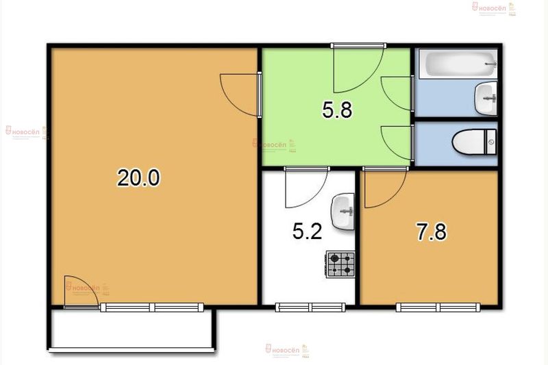 Продажа 2-комнатной квартиры 42 м², 2/9 этаж