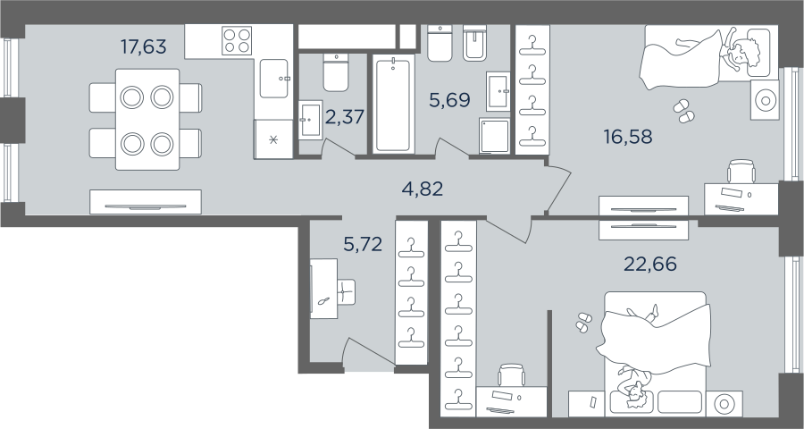 Продажа 4-комнатной квартиры 75,5 м², 11/14 этаж