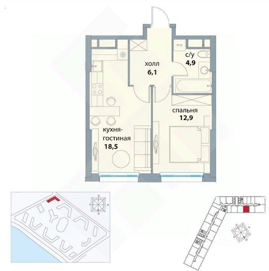 Продажа 1-комнатной квартиры 42 м², 26/41 этаж