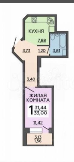 Продажа 1-комнатной квартиры 31,4 м², 18/18 этаж