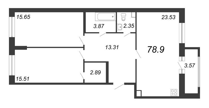 Продажа 3-комнатной квартиры 78,9 м², 2/12 этаж