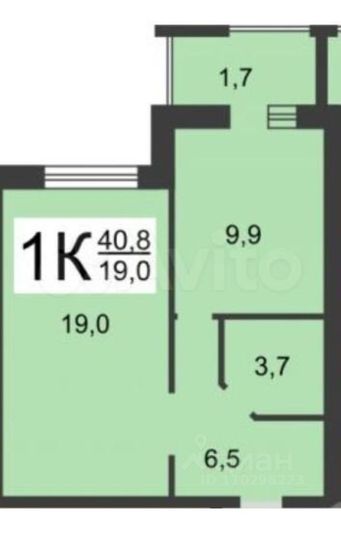 Продажа 1-комнатной квартиры 40,8 м², 10/10 этаж