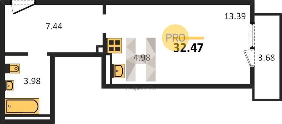 Продажа квартиры-студии 32,5 м², 26/27 этаж