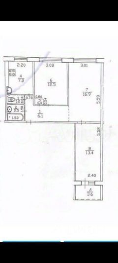 Продажа 3-комнатной квартиры 60 м², 8/9 этаж