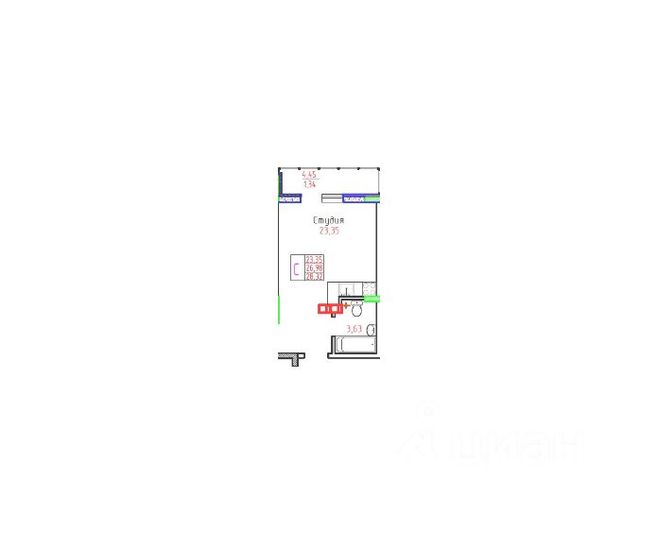 Продажа квартиры-студии 29,9 м², 9/9 этаж